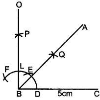 Construct angle ABC = 45° in which BC = 5 cm and AB = 4.6 cm.