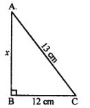 Find the area of a right-angled triangle whose hypotenuse is 13 cm long and one of its legs is 12 cm long.