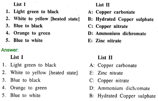 Match the following