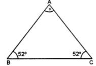 One of the base angles of an isosceles triangle is 52°. Find its angle of the vertex.