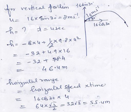Ans 31 Motion in a Plane Nootan Solutions ISC Physics Class-11 Nageen Prakashan