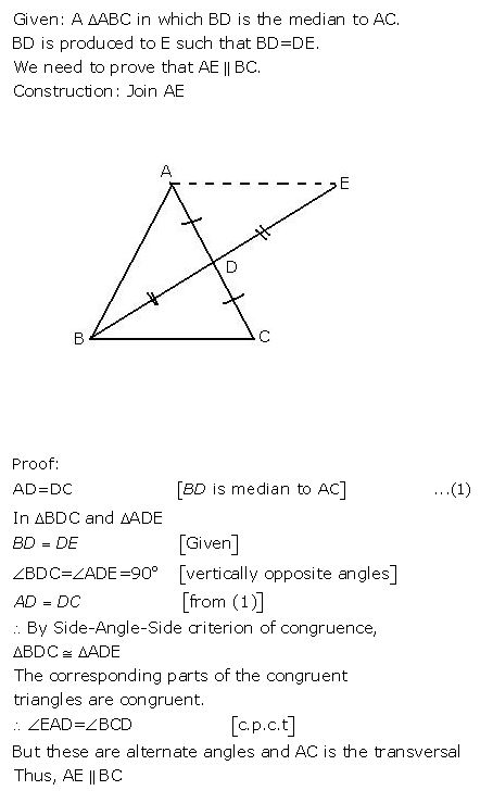 Ans 4 Exercise - 9 B Triangles (Congruency in Triangles) ICSE Class-9th Concise Selina Maths Solutions