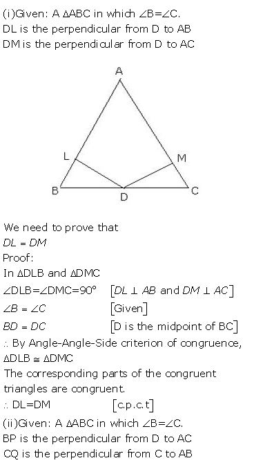 Ans 5 Exercise - 9 A Triangles (Congruency in Triangles) ICSE Class-9th Concise Selina Maths Solutions