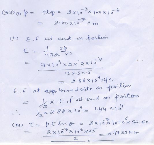 Numericals -33 Chap-1 Electric Charges and Fields ISC Nootan Physics Class-12