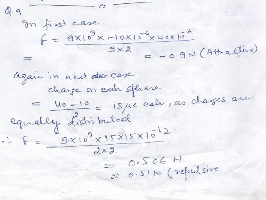 Numericals -9 Chap-1 Electric Charges and Fields ISC Nootan Physics Class-12