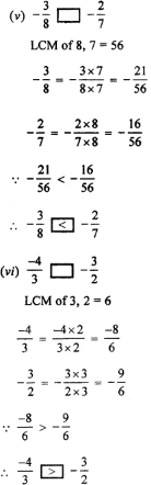 Question 5. Fill in the boxes with the correct symbol out of >, < and =: