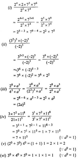 Question -6. Simplify and express each of the following in the exponential form:
