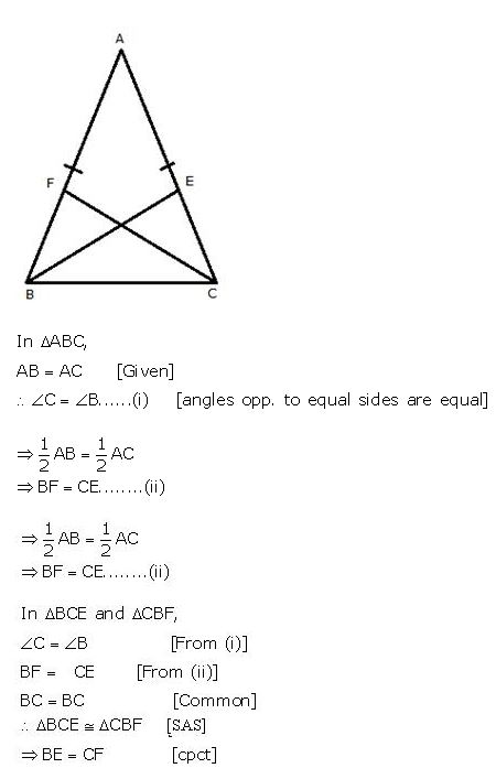 Ans 10 Exercise - 10 B Isosceles Triangles ICSE Class-9th Concise Selina Maths Solutions