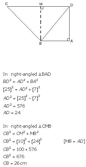 Ans 10 Exercise - 13 A Pythagoras Theorem Concise Class-9th Selina ICSE Maths