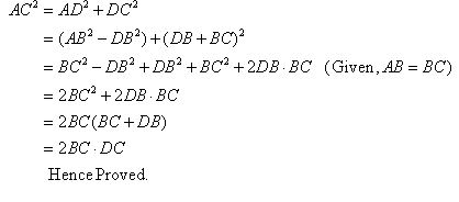 Ans 11 Exercise - 13 B Pythagoras Theorem Concise Class-9th Selina ICSE Maths