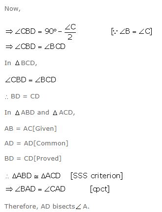 Ans 18 Exercise - 10 B Isosceles Triangles ICSE Class-9th Concise Selina Maths Solutions