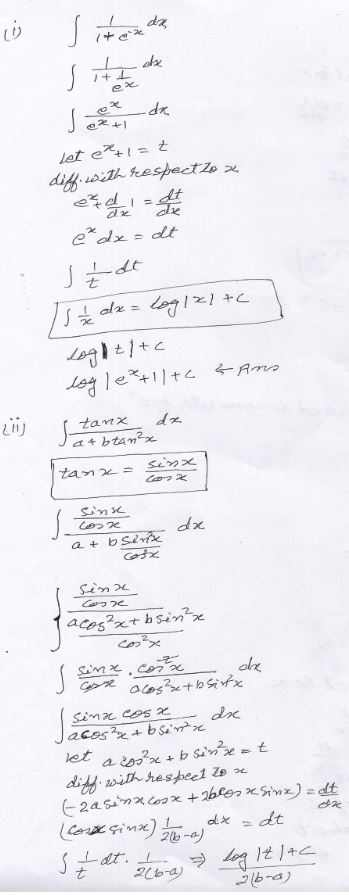 Integrals ML Aggarwal ISC Class-12 Understanding APC Maths Solutions ...