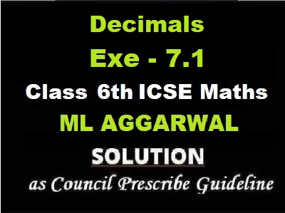 ML Aggarwal Decimals Exe-7.1 Class 6 ICSE Maths Solutions