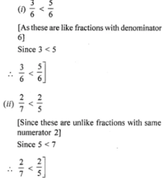 Question 1. Compare the given fractions and replace ‘….’ by an appropriate sign ”