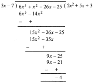 (i) 6x3 + x2 – 26x – 25 by 3x – 7
