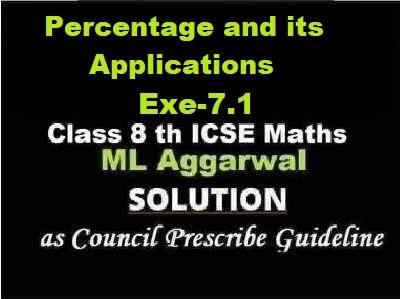 ML Aggarwal Percentage and its Applications Exe-7.1 Class 8 ICSE Ch-7 Maths Solutions