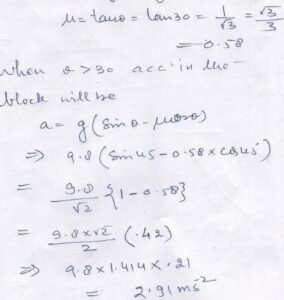 Friction Numericals Nootan Solutions Class-11 ISC Physics Q 10