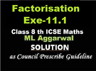 ML Aggarwal Factorisation Exe-11.1 Class 8 ICSE Ch-10 Maths Solutions