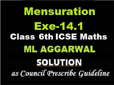 Ml Aggarwal Mensuration Exe-14.1 Class 6 Icse Maths Solutions - Icsehelp