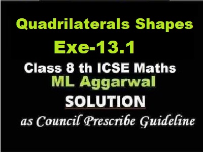 ML Aggarwal Quadrilaterals Shapes Exe-13.1 Class 8 ICSE Ch-13 Maths Solutions
