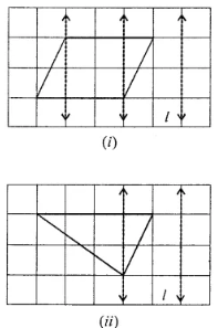 Question 4. Copy the following figures on a squared paper and find their reflections in the mirror line l.