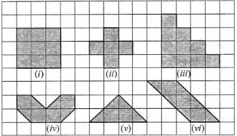 Question 1. Find the area of the region enclosed by the following figures by counting squares: