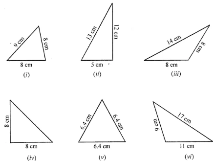 Question 3. Name each of the following triangles in two different ways (you may judge the nature of the angle by observation):