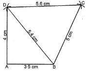 Question 2. Construct a quadrilateral ABCD in which AB = 3·5 cm, BC = 5 cm, CD = 5·6 cm, DA = 4 cm and BD = 5·4 cm