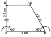 Question 2. Construct a quadrilateral ABCD such that AB = 5 cm, BC = 4·2 cm, AD = 3·5 cm, ∠A = 90°, ∠B = 60°.