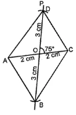 Question 7. Construct a parallelogram ABCD in which diagonal AC = 4 cm, diagonal BD = 6 cm and angle between diagonals is 75°.