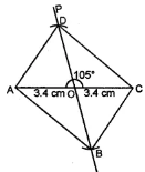 Question 9. Construct a rectangle whose one diagonal is 6.8 cm and an angle between two diagonals is 105°.