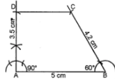 Question 7. Construct a quadrilateral ABCD such that AB = 5 cm, BC = 4·2 cm, AD = 3·5 cm, ∠A = 90°, and ∠B = 60°