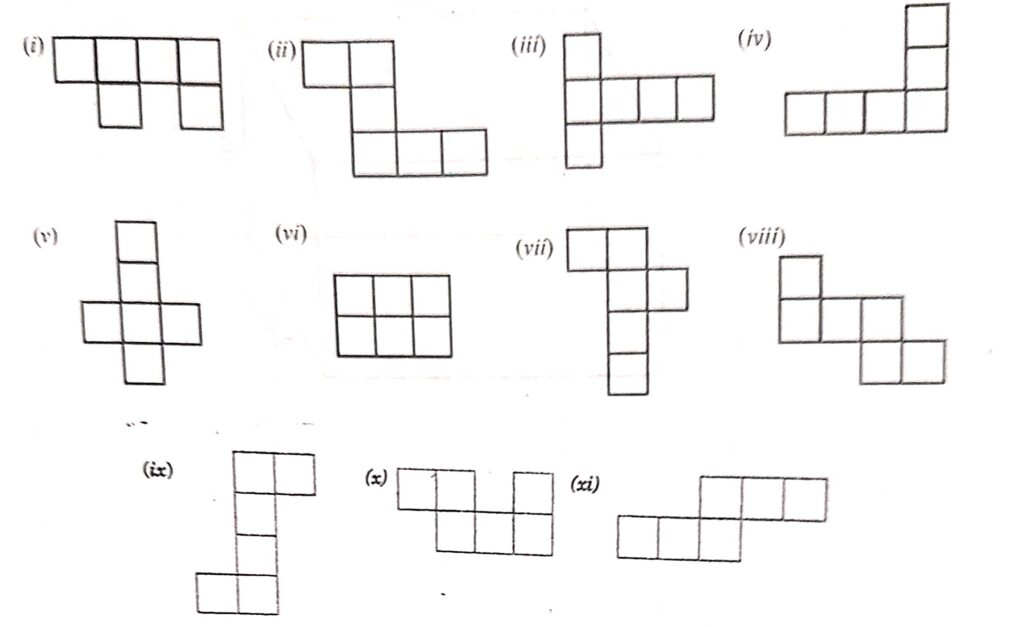 Which of these nets cannot be folded to form a cube ?