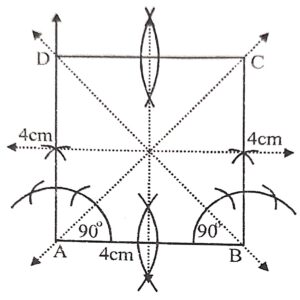 Construct a square having each side equal to 4 cm. Draw all possible lines of symmetry.
