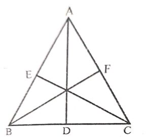  In △ABC, AB = AC and AD ⊥ BC, BE ⊥ CA and CF ⊥ AB. Then, △ABC is symmetrical about