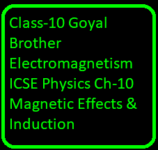 Class-10 Goyal Brother Electromagnetism ICSE Physics Ch-10 Magnetic Effects & Induction