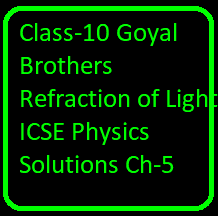 Class-10 Goyal Brothers Refraction of Light ICSE Physics Solutions Ch-5