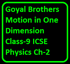 Goyal Brothers Motion in One Dimension Class-9 ICSE Physics Ch-2