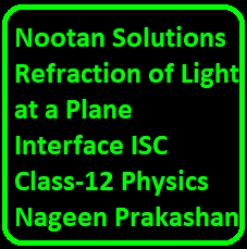 Nootan Solutions Refraction of Light at a Plane Interface ISC Class-12 Physics Nageen Prakashan