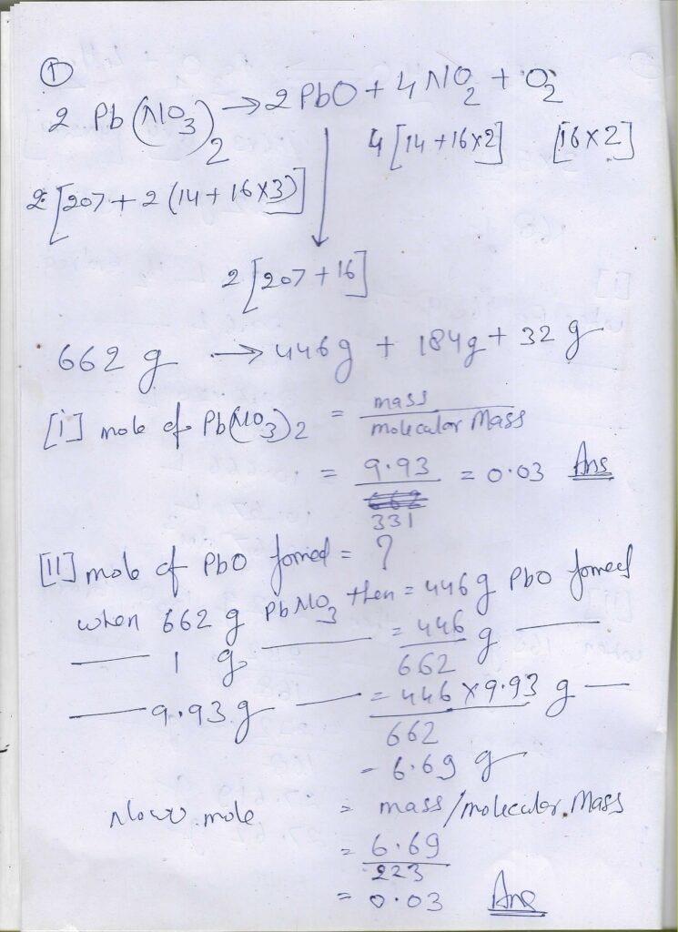 Chemical Calculation Based on Mole Concept Class-10 Mole Concept and Stoichiometry Ch-5