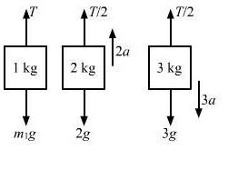 In the previous problem, suppose m2 = 2.0 kg and m3 = 3.0 kg. What should be the mass m, so that it remains at rest?