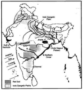 Question-2 On the outline map of India provided