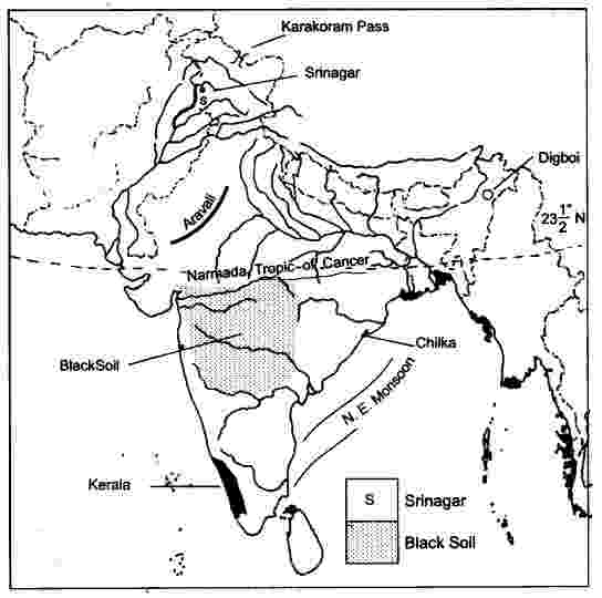 Map of India Solutions for ICSE Class 10 Geography Ch- 2 - ICSEHELP