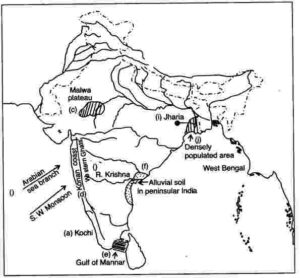 Question-4 On the outline map of India provided