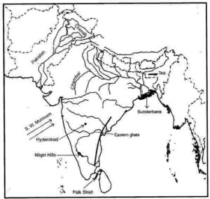 Question-5 On the outline map of India provided