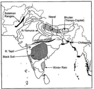 Question-6 On the outline map of India provided
