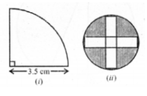 (a) In the figure (1) given below, the radius is 3.5 cm. Find the perimeter of the quarter of the circle
