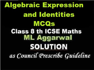 ML Aggarwal Algebraic Expression and Identities MCQs Class 8 ICSE Ch-10 Maths Solutions