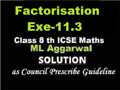 ML Aggarwal Factorisation Exe-11.3 Class 8 ICSE Ch-10 Maths Solutions