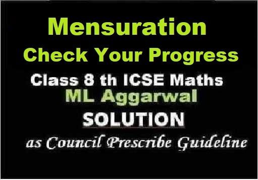 ML Aggarwal Mensuration Check Your Progress Class 8 ICSE Ch-18 Maths Solutions
